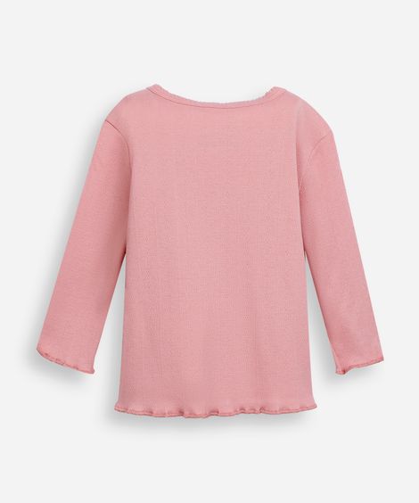 blusa infantil texturizada com laço rosa