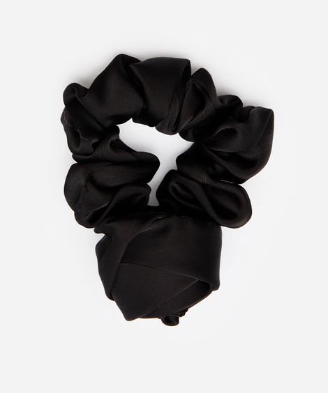 elástico de cabelo feminino scrunchie floral preto