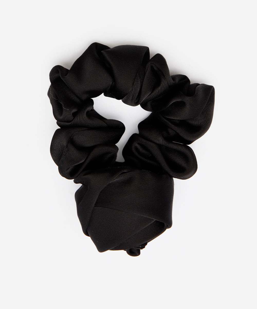 elástico de cabelo feminino scrunchie floral preto