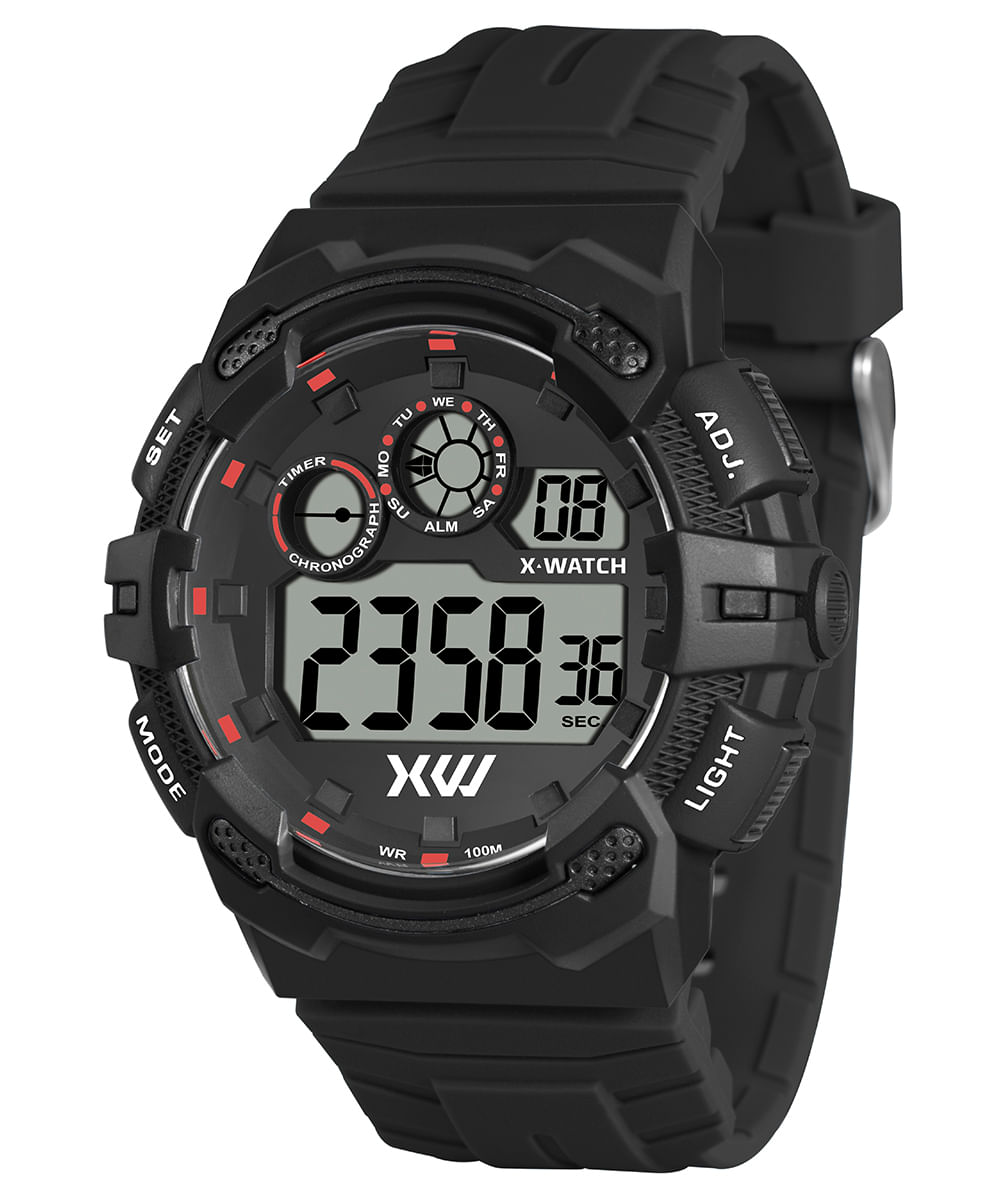 relógio masculino x watch xmppd741bxpx digital preto