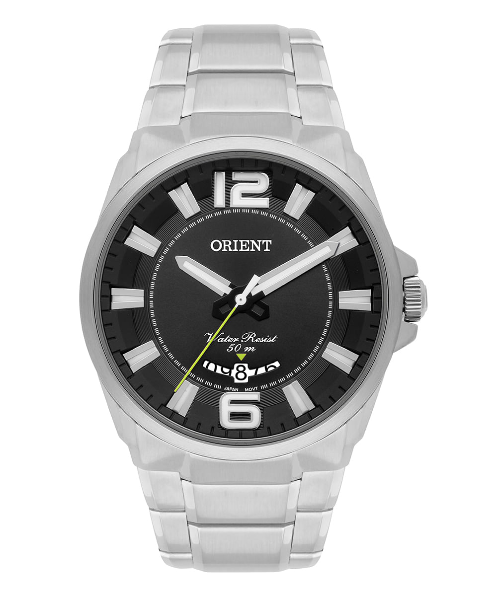 relógio masculino orient mbss1334p2sx analógico calendário prateado