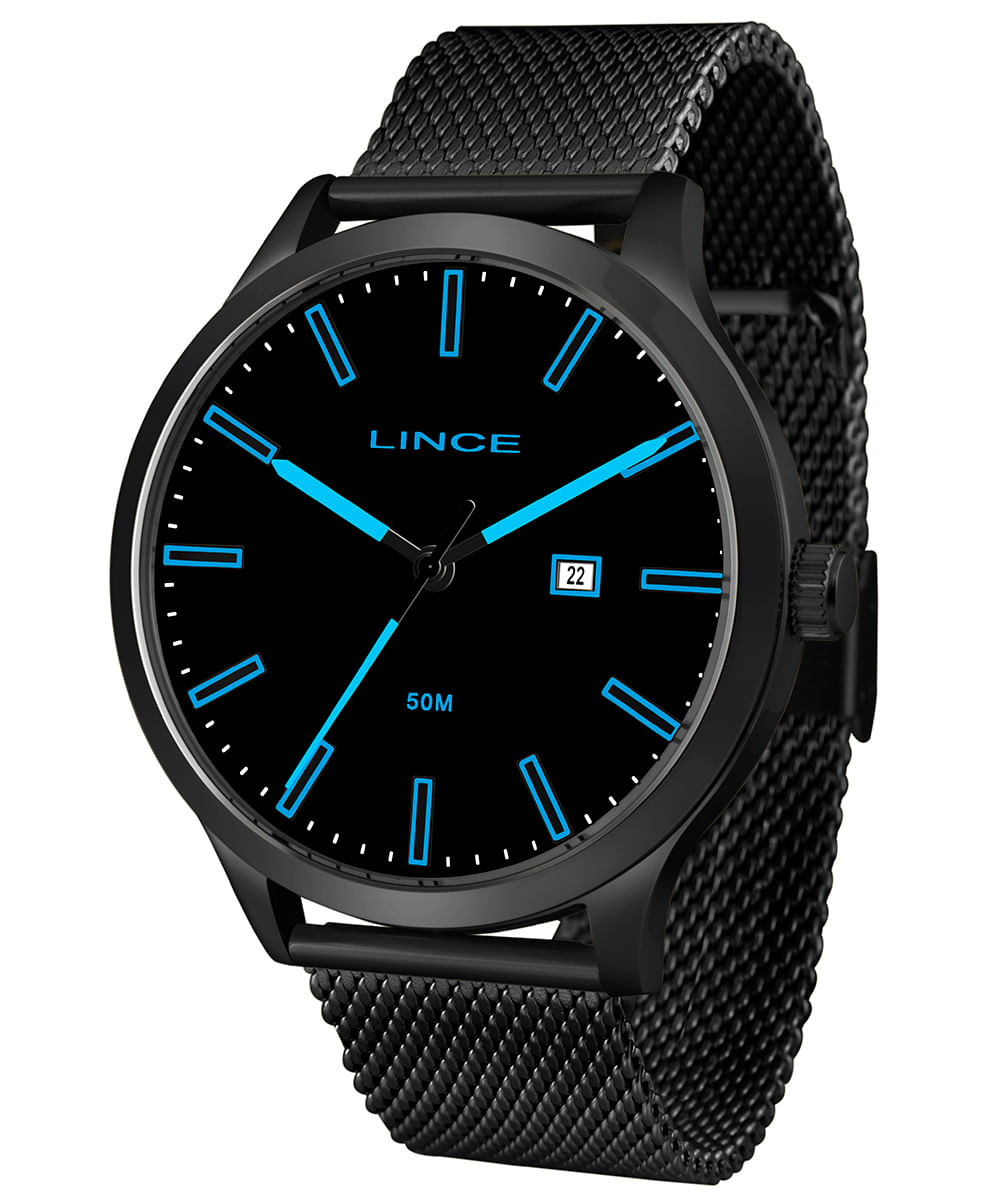 relógio masculino lince mrn4494lpapx analógico calendário preto