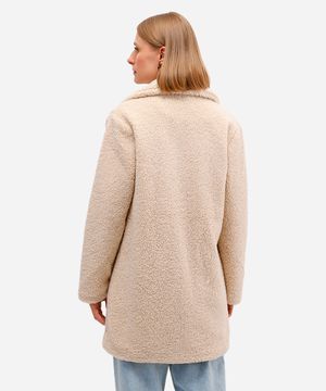 casaco alongado feminino de sherpa bege