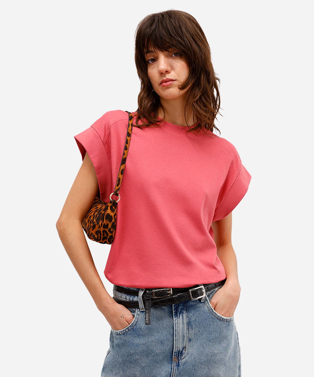 blusa feminina de algodão peruano muscle tee rosa