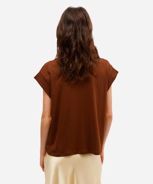 blusa feminina de algodão peruano muscle tee marrom