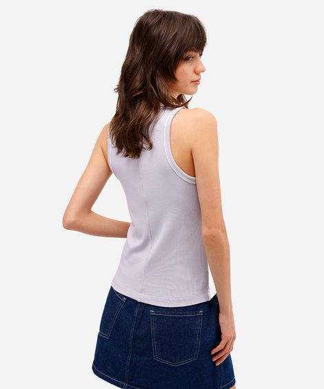 regata feminina de viscose canelada lilás