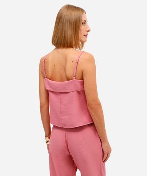 blusa feminina alça fina de viscose rosa