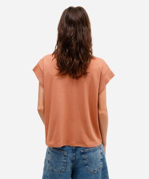 blusa feminina de algodão peruano muscle tee marrom