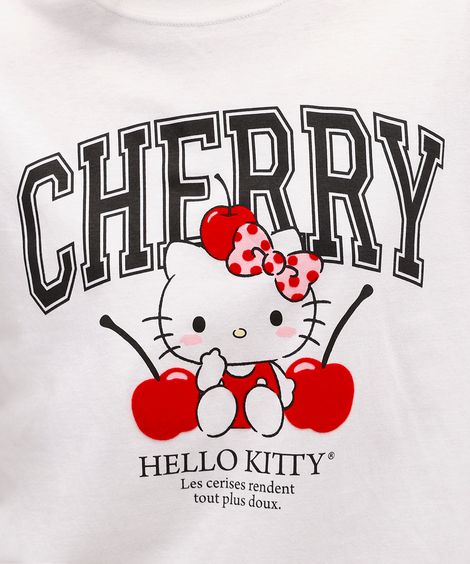 camiseta feminina de algodão hello kitty off white