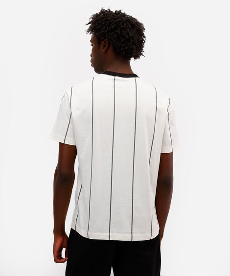camiseta masculina de algodão snoopy listrada off white
