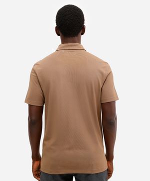 polo slim masculina manga curta marrom