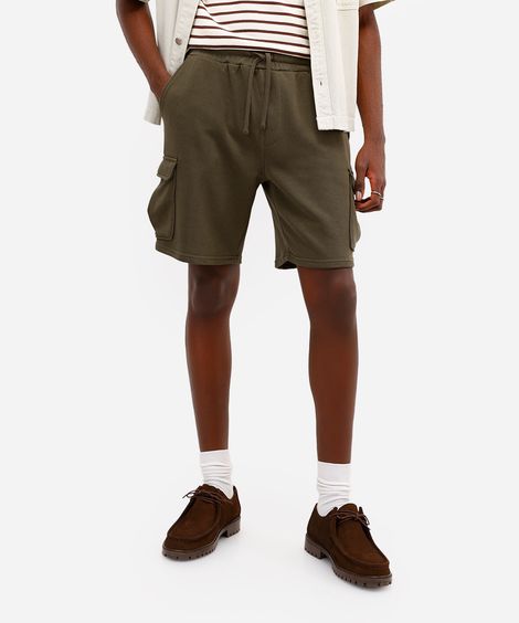 bermuda cargo masculina de moletom verde