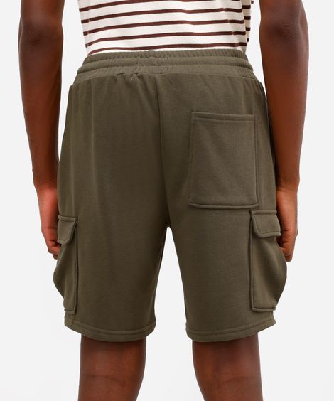 bermuda cargo masculina de moletom verde