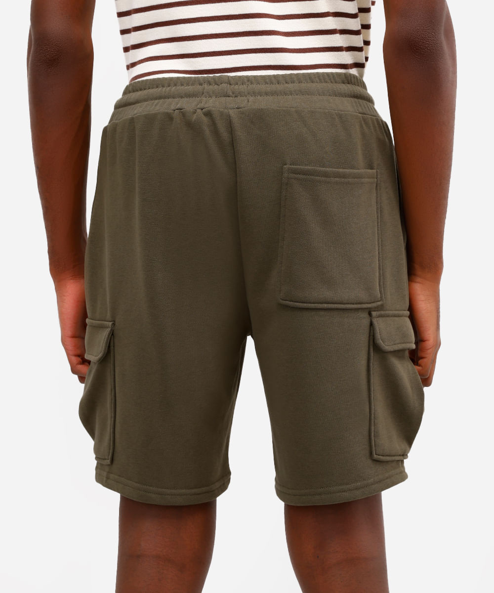 bermuda cargo masculina de moletom verde