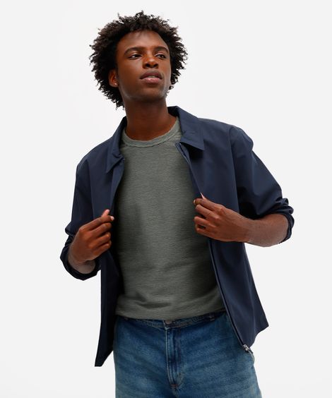 camiseta masculina de algodão texturizada verde