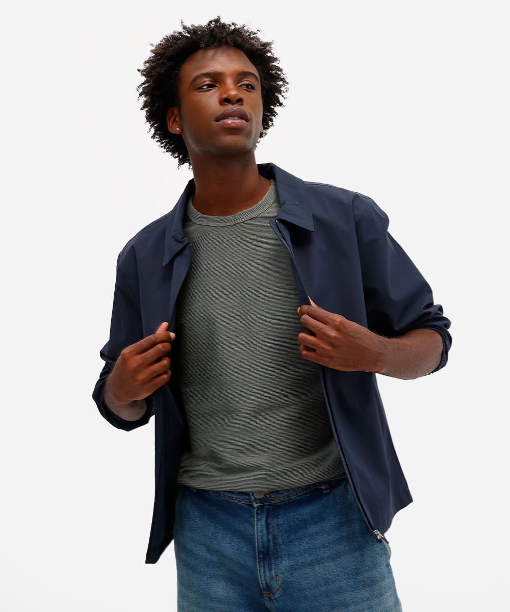 camiseta masculina de algodão texturizada verde