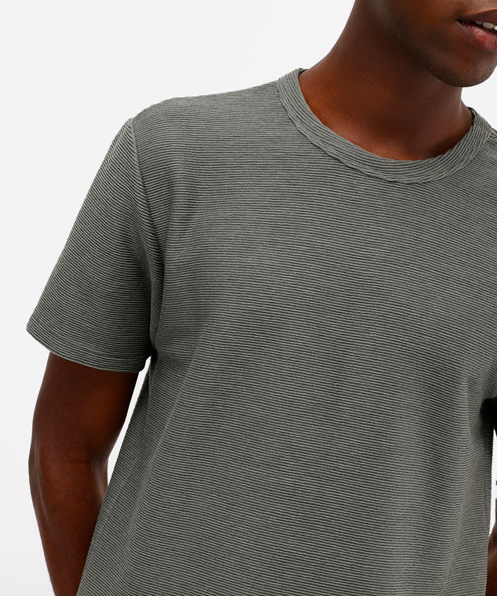 camiseta masculina de algodão texturizada verde