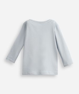 blusa de algodão infantil manga longa capivara azul