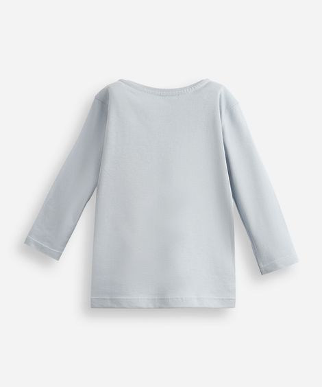 blusa de algodão infantil manga longa capivara azul
