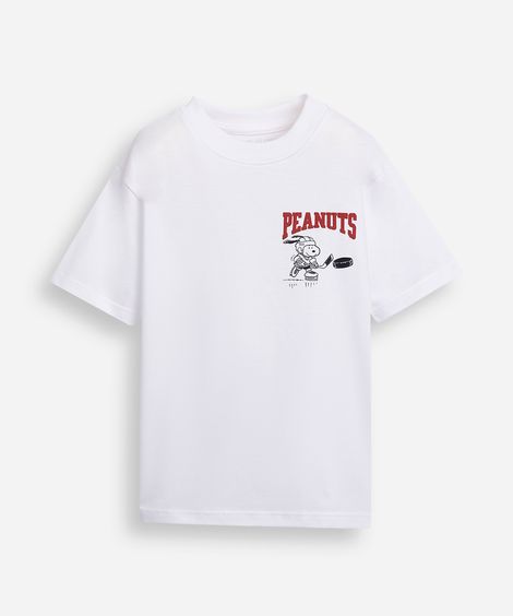 camiseta infantil de algodão manga curta snoopy off white