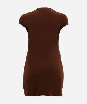 vestido curto com transpasse franzido mindset plus size marrom