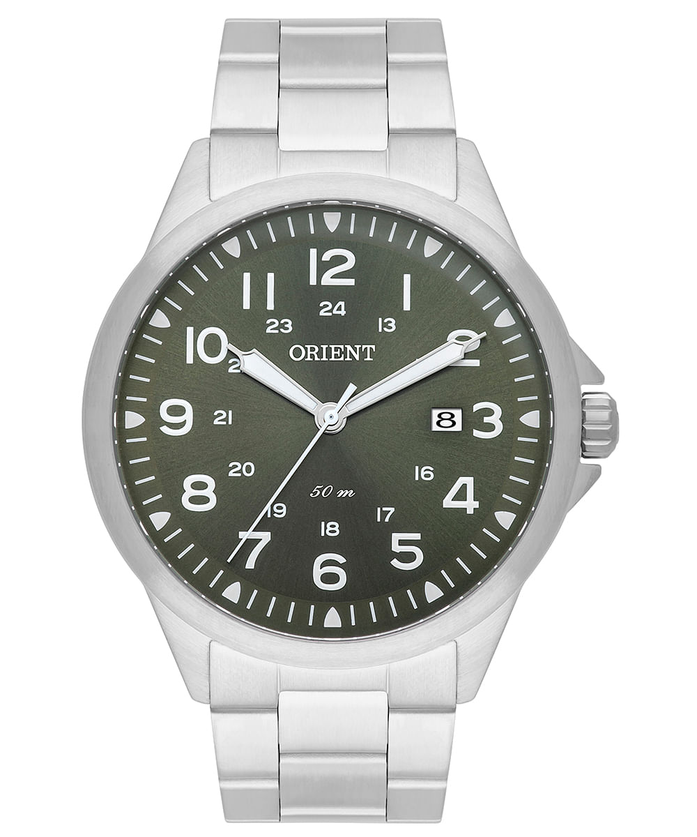 relógio masculino orient mbss1380e2sx analógico calendário prateado