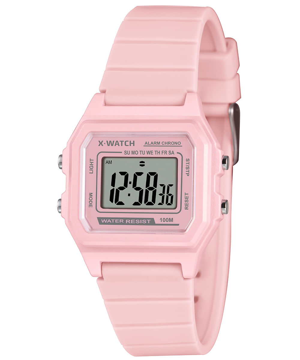 relógio feminino x watch xlppd060bxrx digital rosa