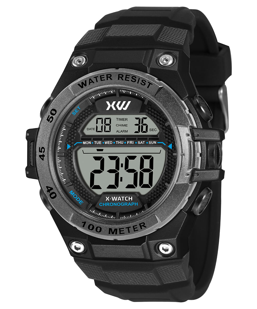 relógio masculino x watch xmppd755bxpx digital preto