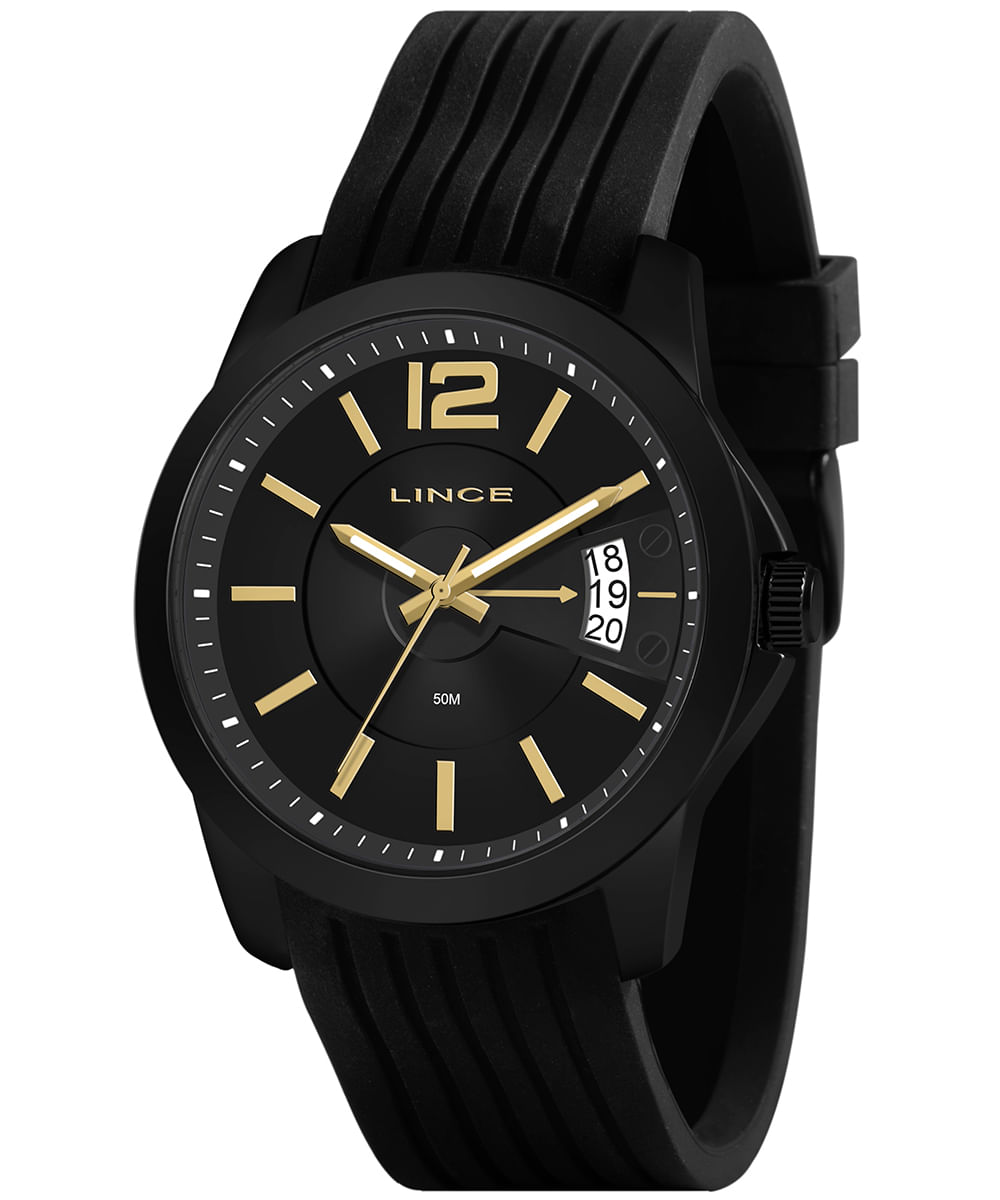 relógio masculino lince mrp4693lp2px analógico calendário preto