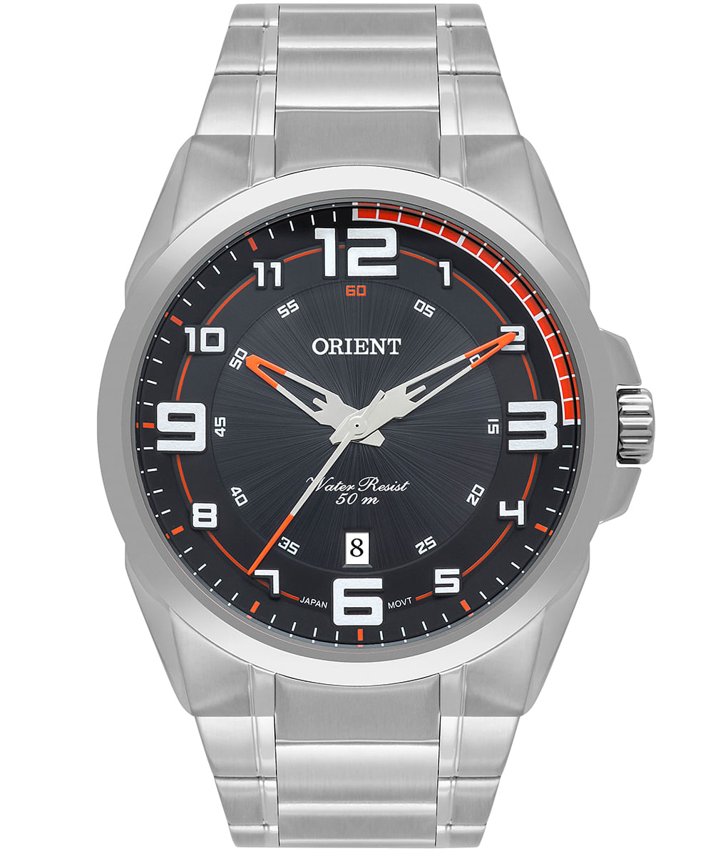 relógio masculino orient mbss1436p2sx analógico calendário prateado
