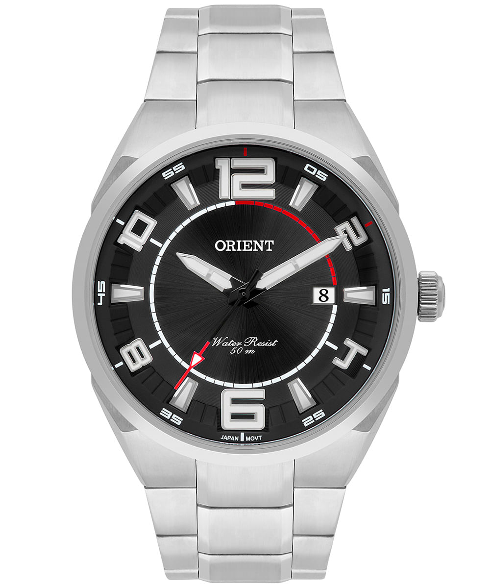 relógio masculino orient mbss1462p2sx analógico calendário prateado