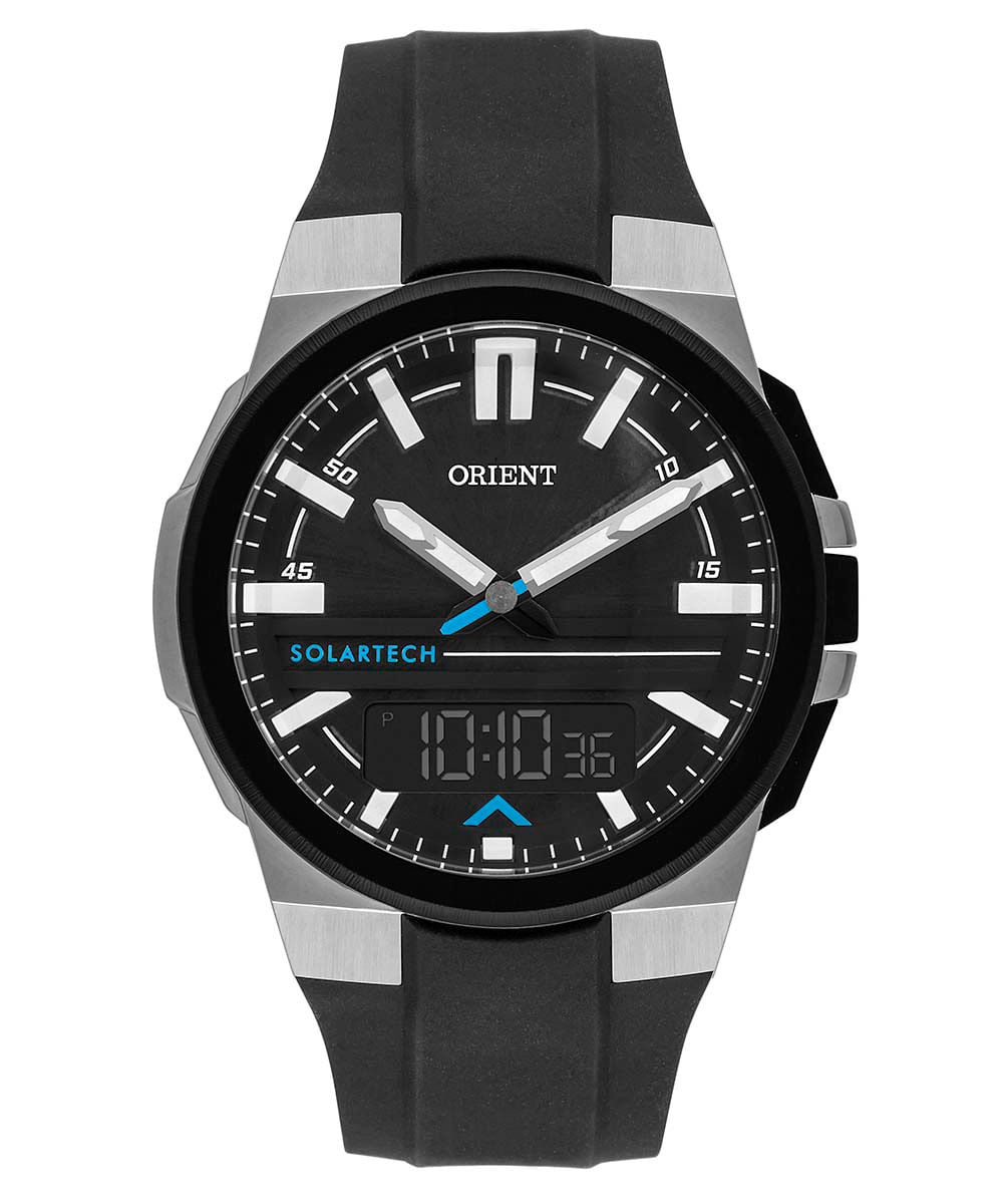 relógio masculino orient mtspa002p1px analógico digital prateado