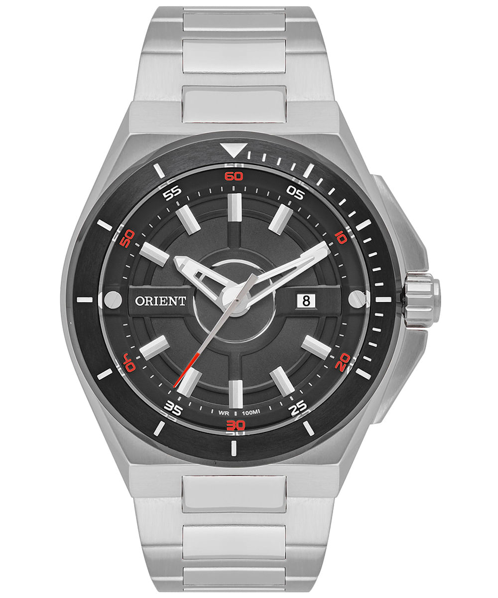 relógio masculino orient mbss1486p1sx analógico calendário prateado
