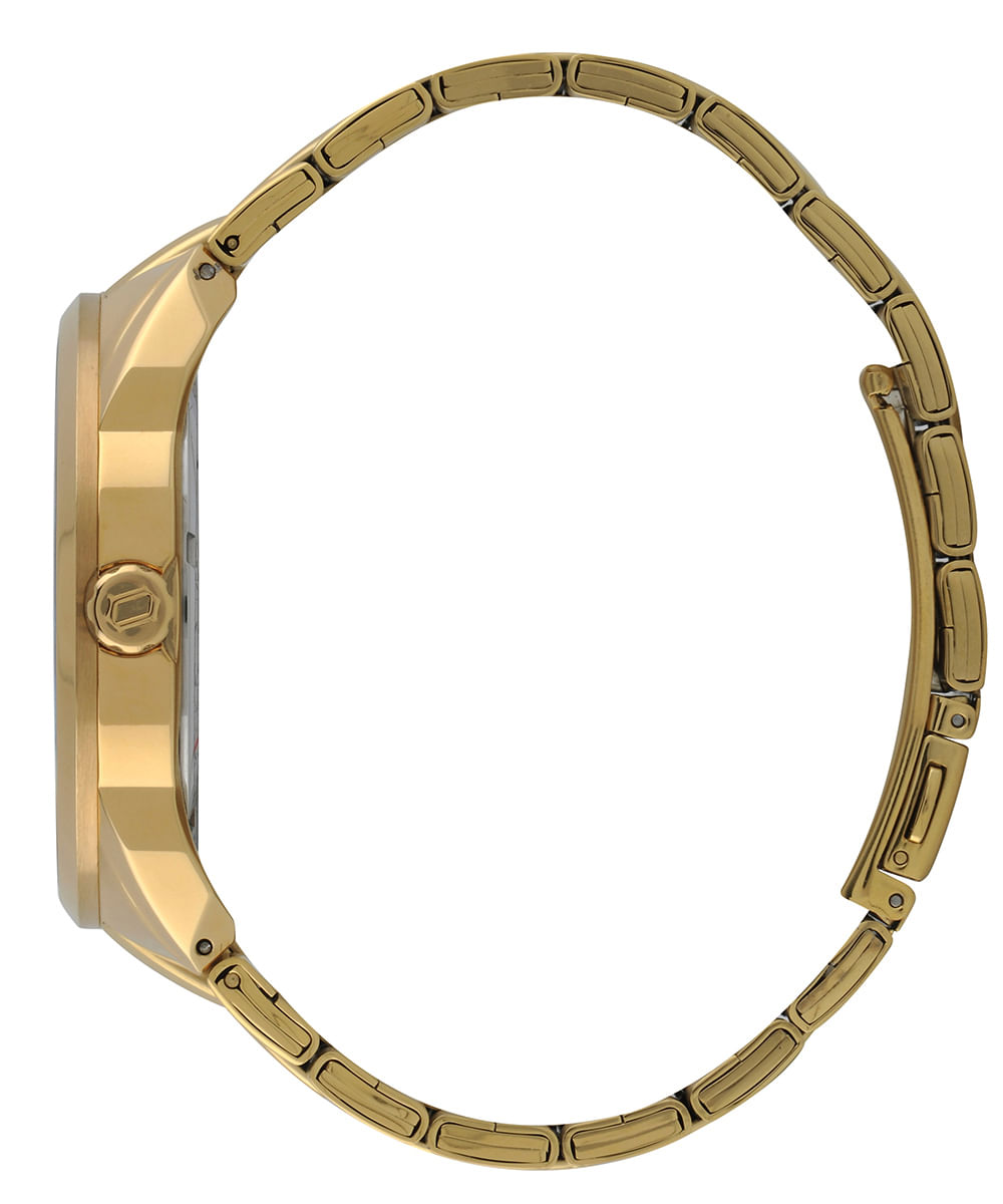 relógio masculino orient mgss1262p2kx analógico calendário dourado