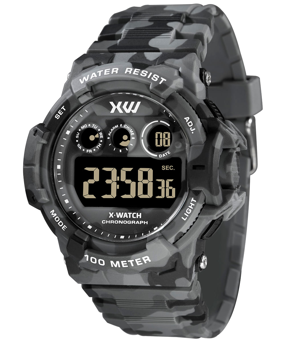 relógio masculino x watch xmppd683qxqx digital cinza