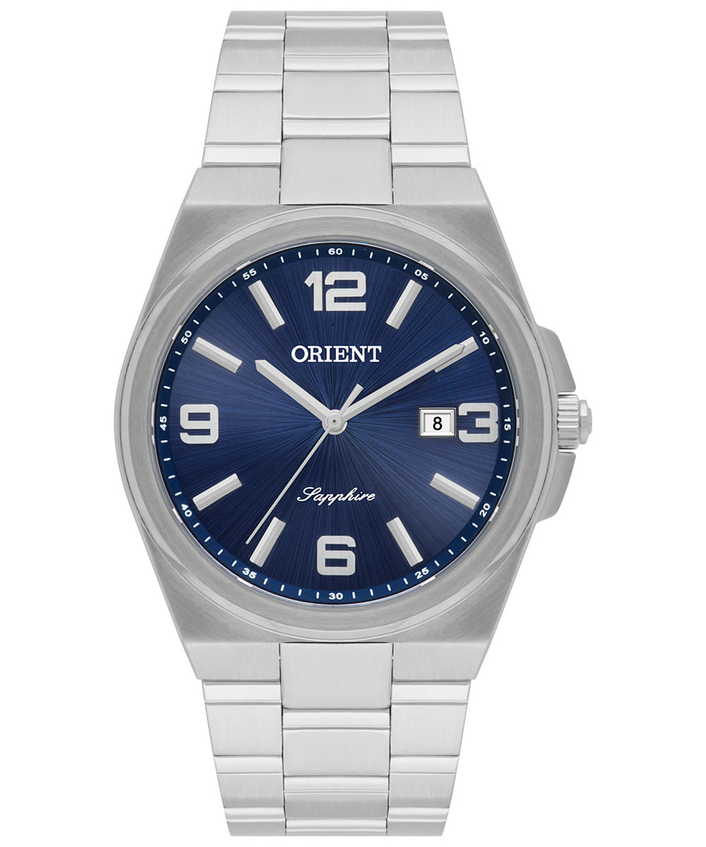 relógio masculino orient mbss1458d2sx analógico calendário prateado