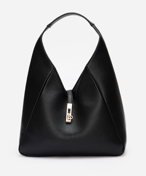 bolsa shoulder com fecho de metal preta