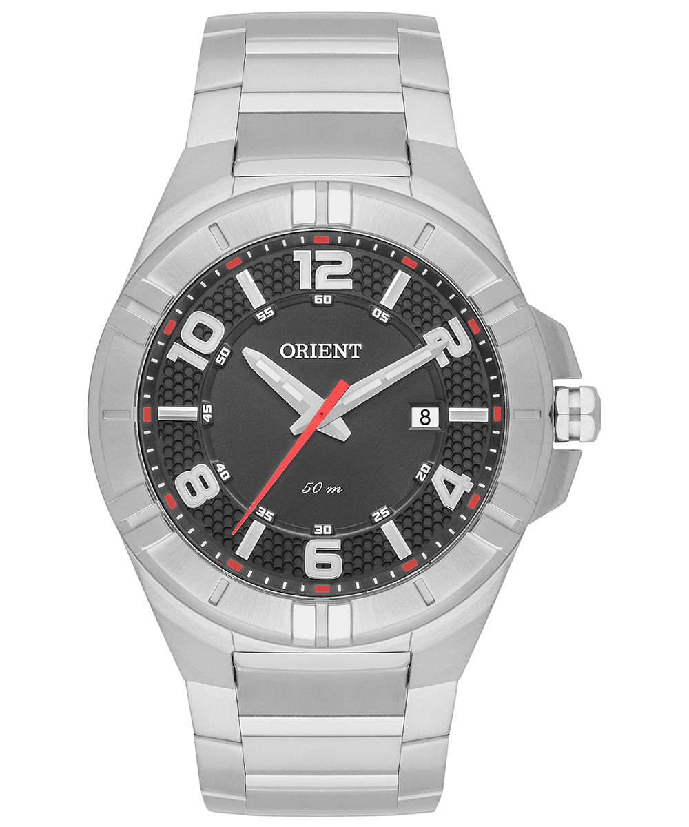 relógio masculino orient mbss1472gvsx analógico calendário prateado