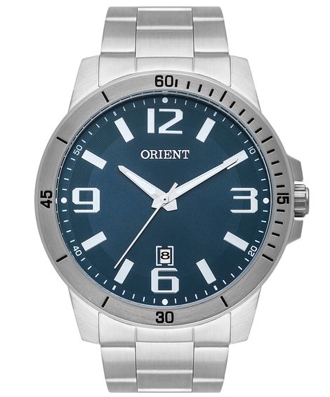 relógio masculino orient mbss1419d2sx analógico calendário prateado