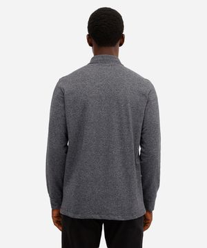 polo comfort masculina manga longa cinza