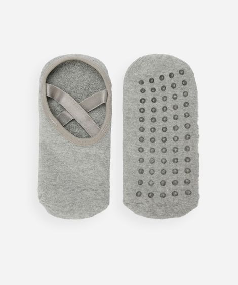 meia feminina sapatilha com antiderrapante cinza
