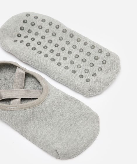 meia feminina sapatilha com antiderrapante cinza