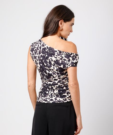 blusa feminina cow print franzida mindset colorida