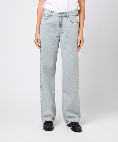 calça reta feminina jeans cintura baixa mindset azul