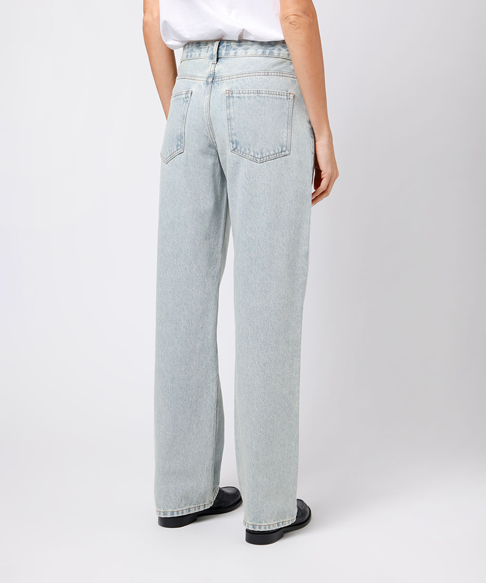calça reta feminina jeans cintura baixa mindset azul