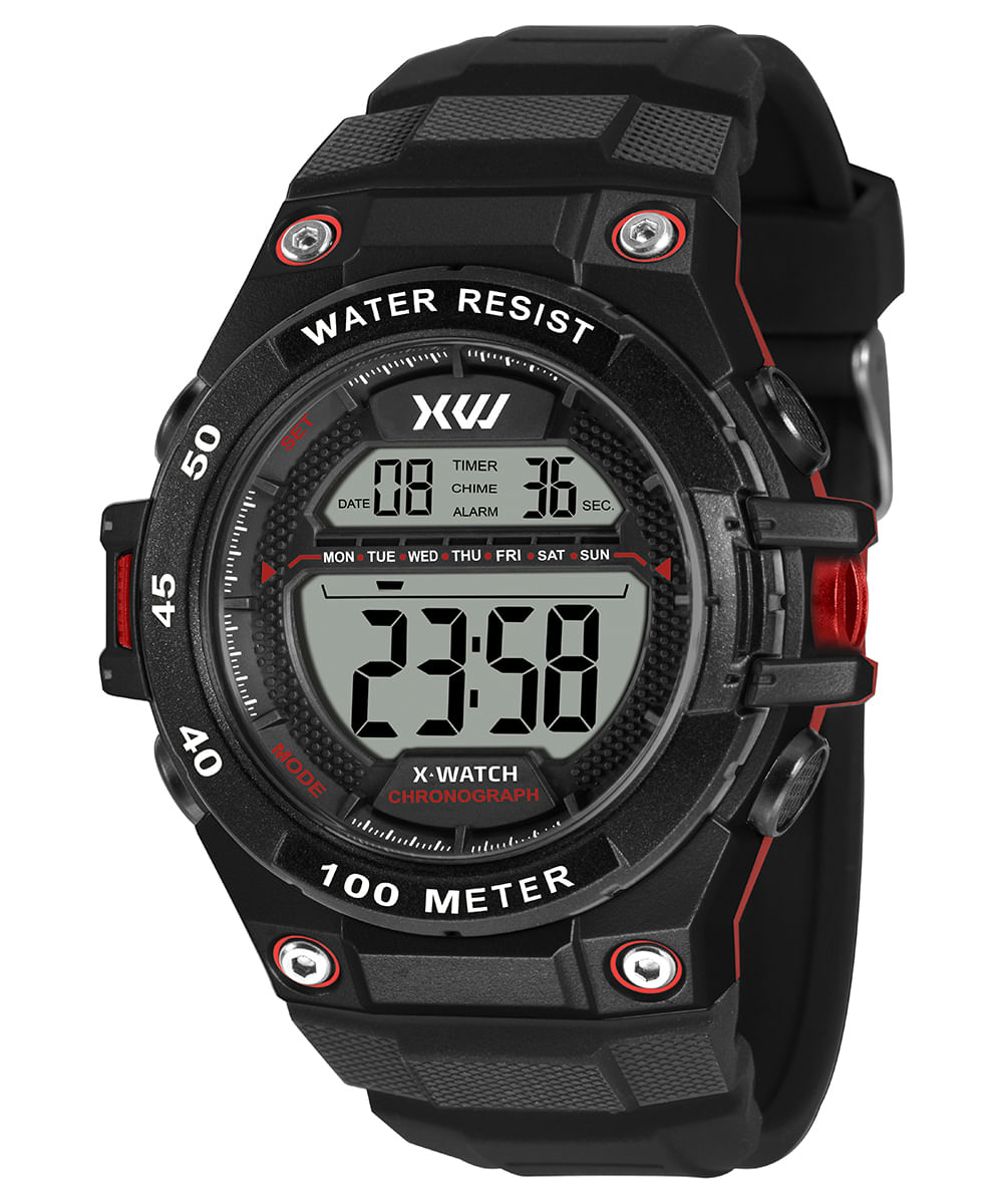 relógio masculino x watch xmppd756bxpx digital preto