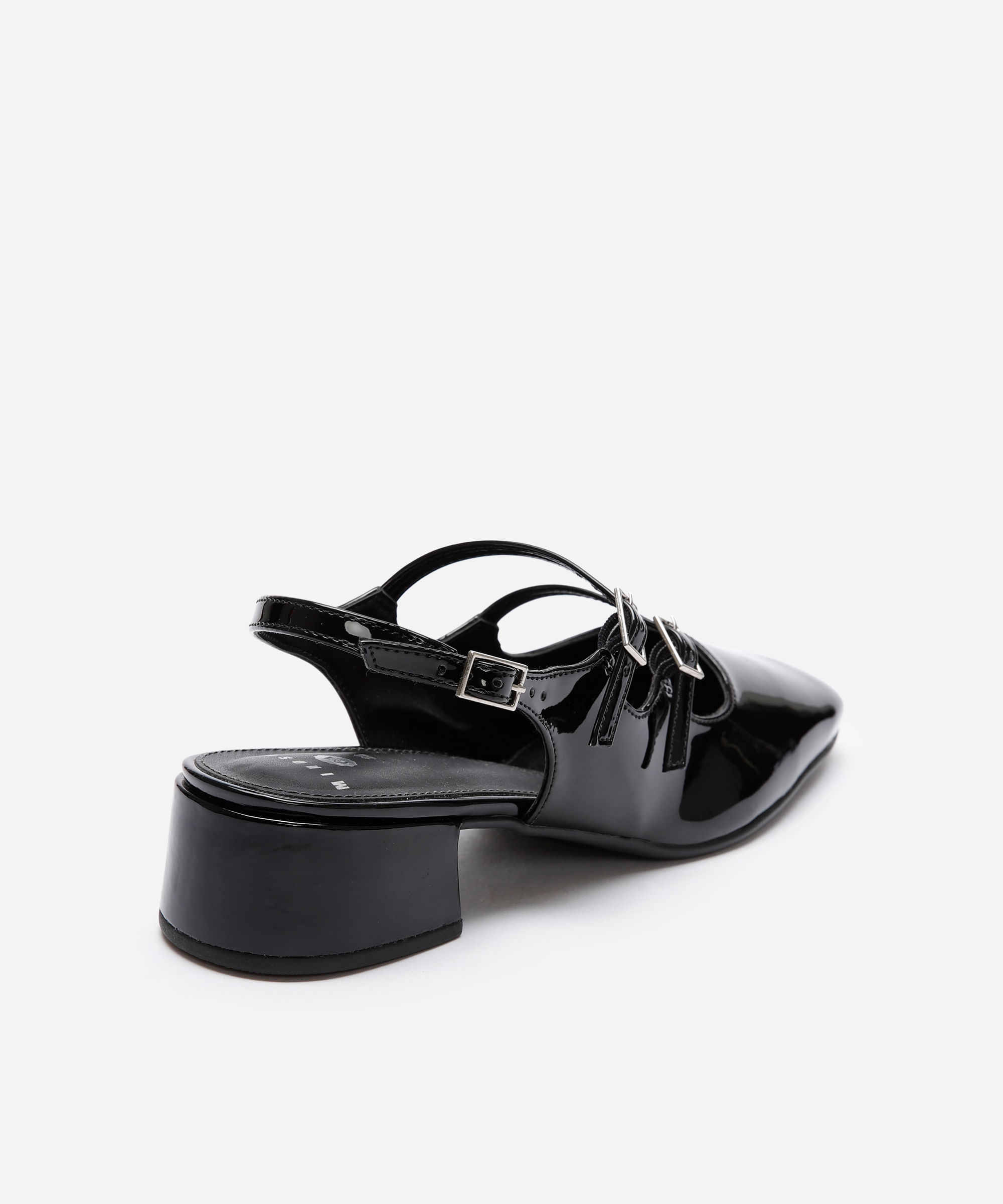 scarpin boneca com fivelas salto baixo mindset  preto