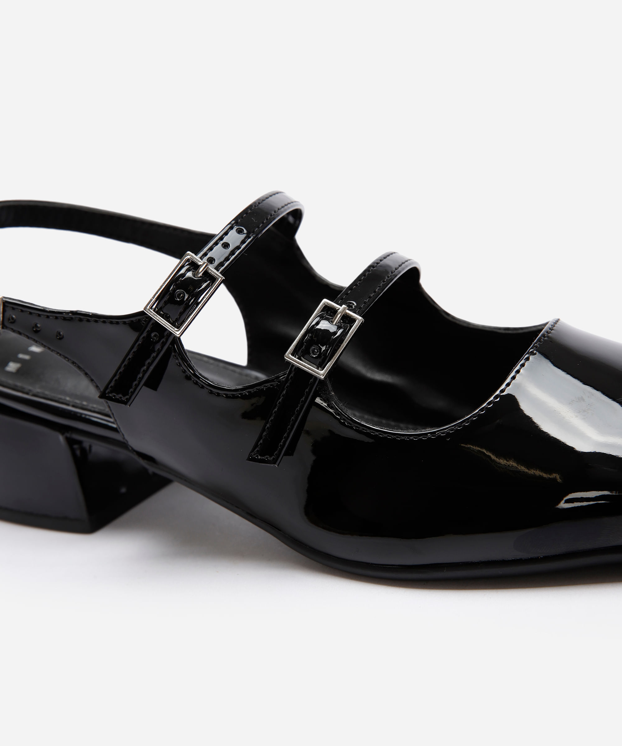 scarpin boneca com fivelas salto baixo mindset  preto