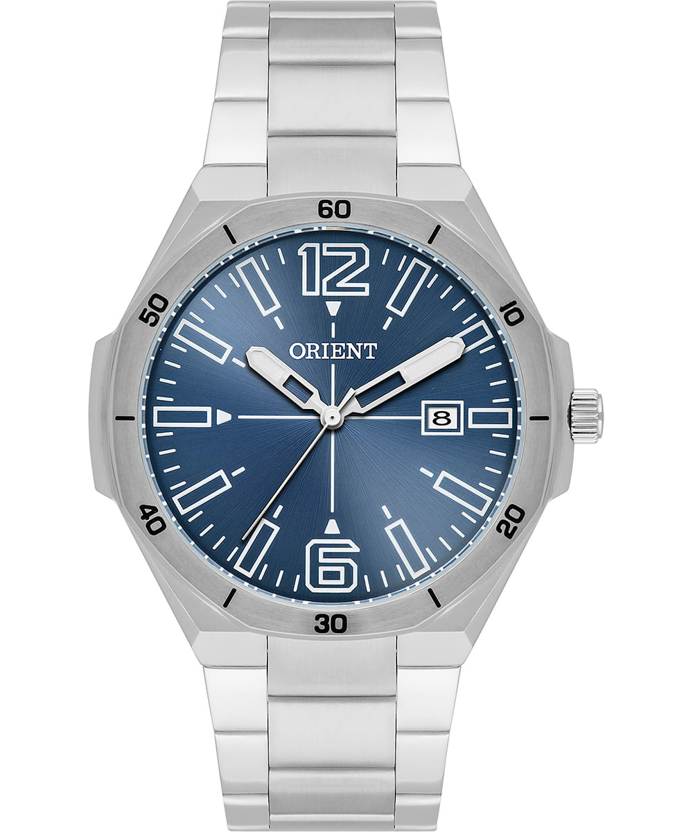 relógio masculino orient mbss1470d2sx analógico calendário prateado