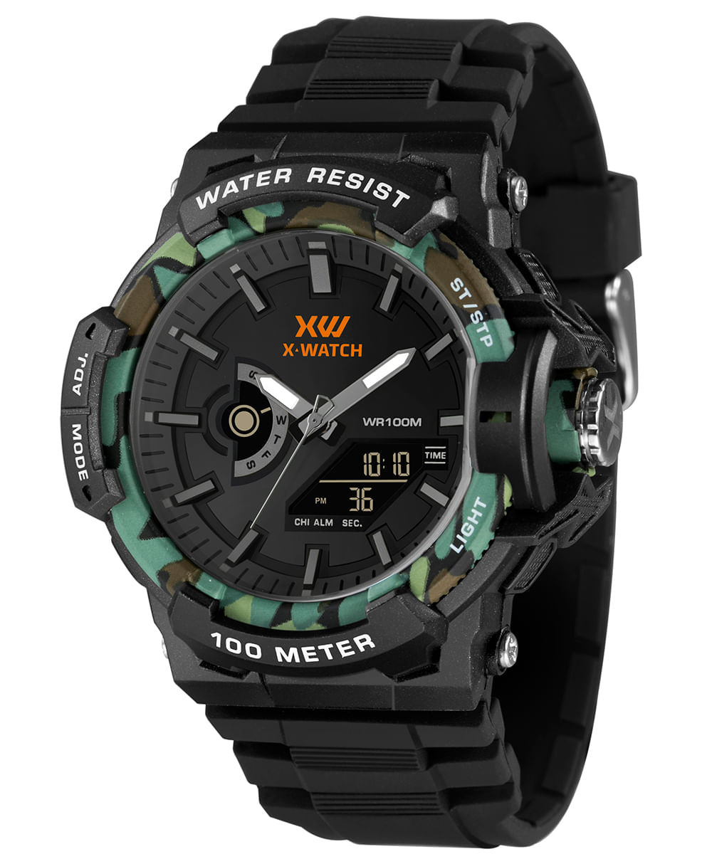 relógio masculino x watch xmppa346p1px analógico digital preto